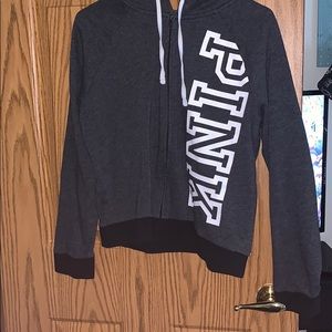 dark gray victoria secret pink zip up sweater